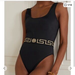 Versace Black Swimsuit with Gold Detailing